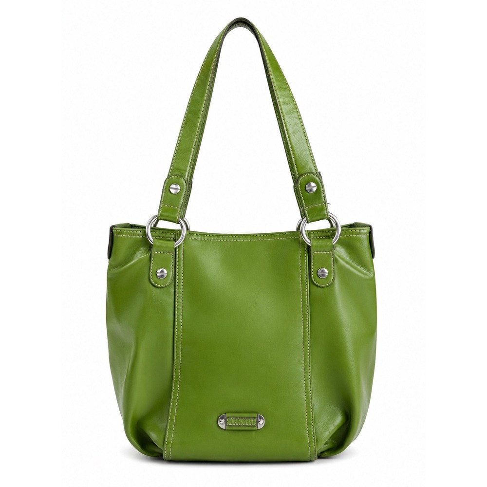 Nine West Vintage Y2K Slouchy Green Faux Leather Hobo Shoulder Handbag